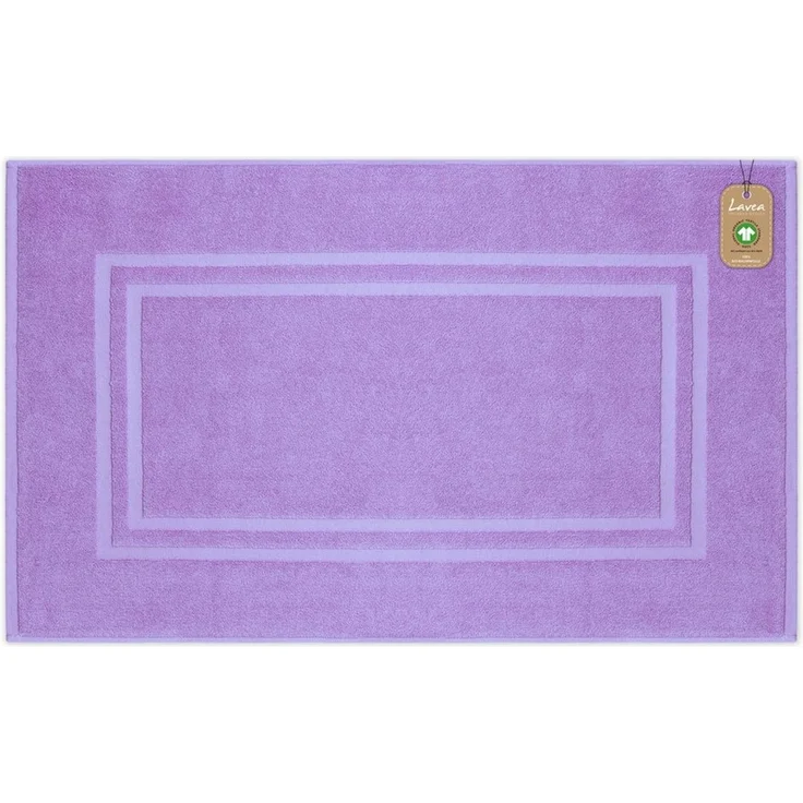 Lavea Badematte Bali, Höhe 3 mm, rutschhemmend, beidseitig nutzbar, strapazierfähig, fußbodenheizungsgeeignet, waschbar, schnell trocknend, Bio-Baumwolle, rechteckig, hochwertiger und nachhaltiger Premium Duschvorleger – saugstarke Faser – Bild 1
