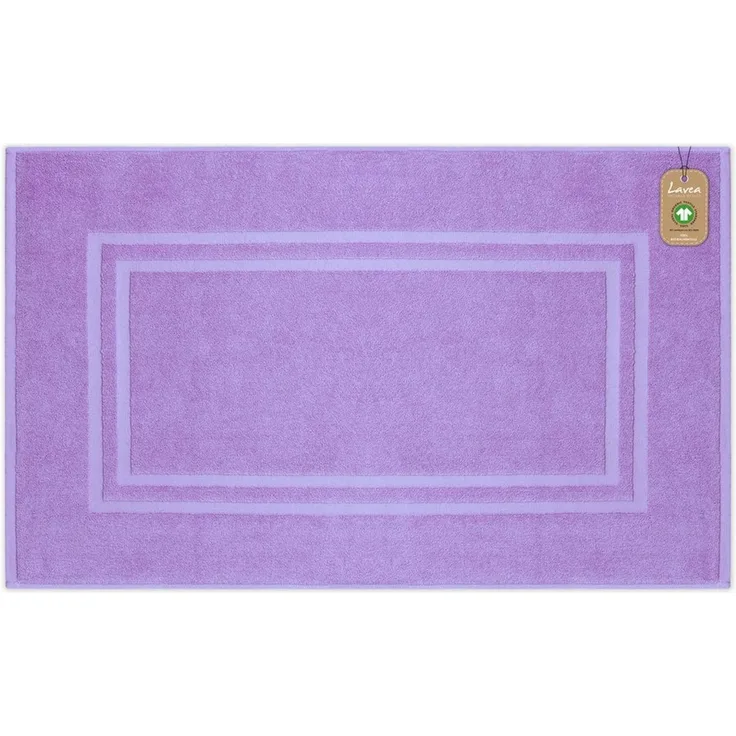 Lavea Badematte Bali, Höhe 3 mm, rutschhemmend, beidseitig nutzbar, strapazierfähig, fußbodenheizungsgeeignet, waschbar, schnell trocknend, Bio-Baumwolle, rechteckig, hochwertiger und nachhaltiger Premium Duschvorleger – saugstarke Faser