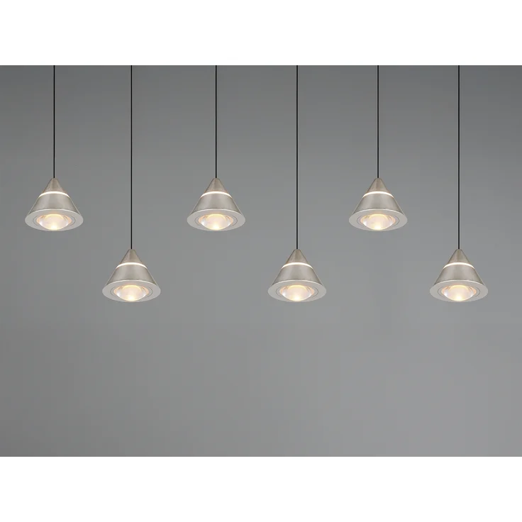 LED Pendelleuchte ROMEO höhenverstellbar, 6-flammig Silber, Breite 75cm – Bild 5