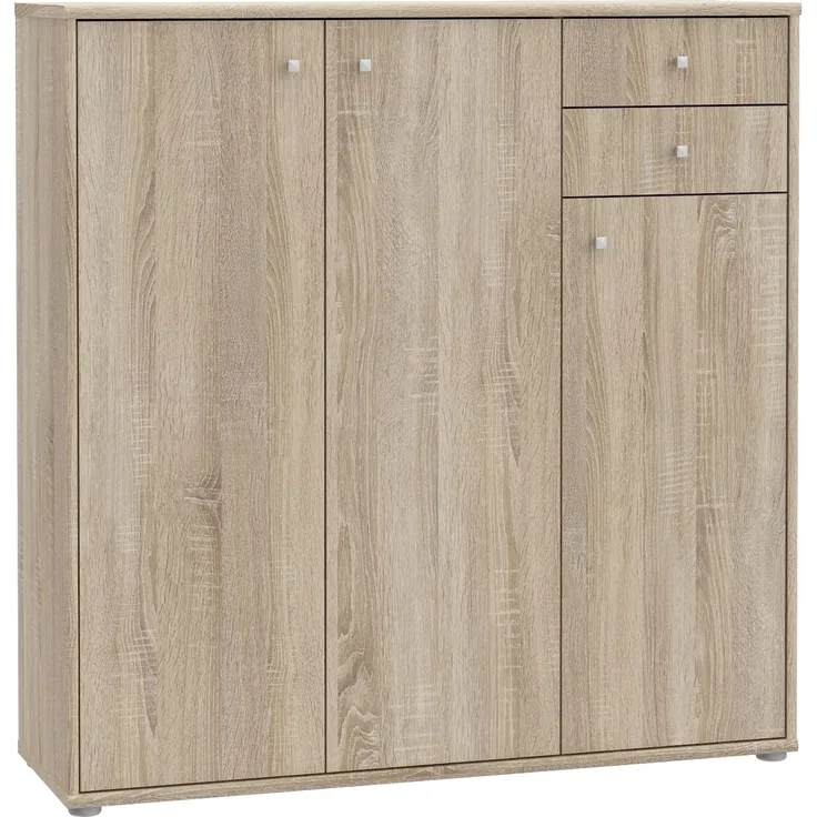 Sideboard >TEMPRA2< 3 Türen, 2 Schübe, in Sonoma Eiche Dekor - 108,8x111,1x34,8cm (BxHxT)