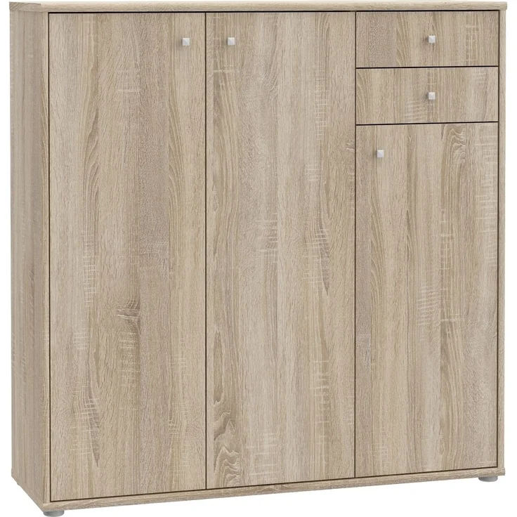 Sideboard >TEMPRA2< 3 Türen, 2 Schübe, in Sonoma Eiche Dekor - 108,8x111,1x34,8cm (BxHxT) – Bild 1