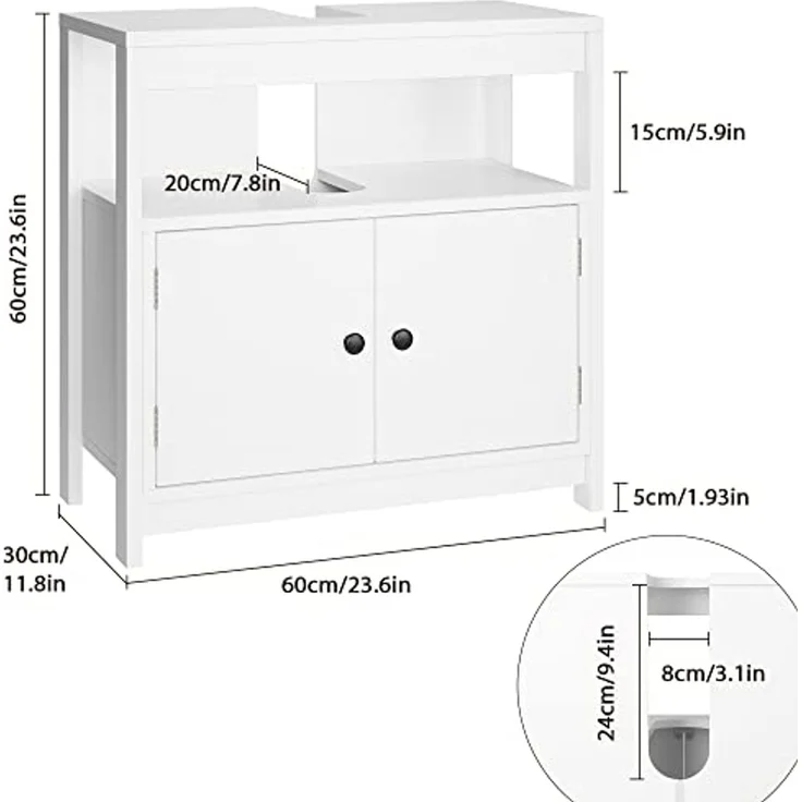 Homfa Nachttisch mit 3 Schubladen (1-St), Nachttschrank Nachtkommode Weiß 45x38x55,5cm – Bild 3