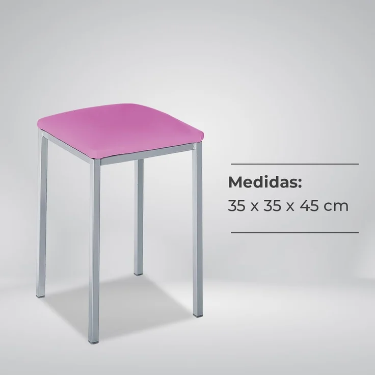 ASTIMESA Zwei Küchenhocker, quadratisch, Kunstleder, Rosa, Sitzhöhe 45 cm. – Bild 7