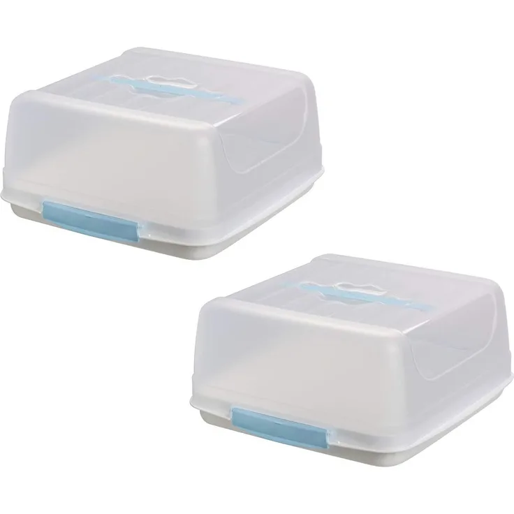 Engelland Kuchentransportbox Kleine Kuchenbox mit transparentem Deckel, Kunststoff, (Vorteils-Set, 2-tlg, sicheres Transportieren), mit Tragegriff und Klickverschluss, BPA-frei, rechteckig, Kunststoff