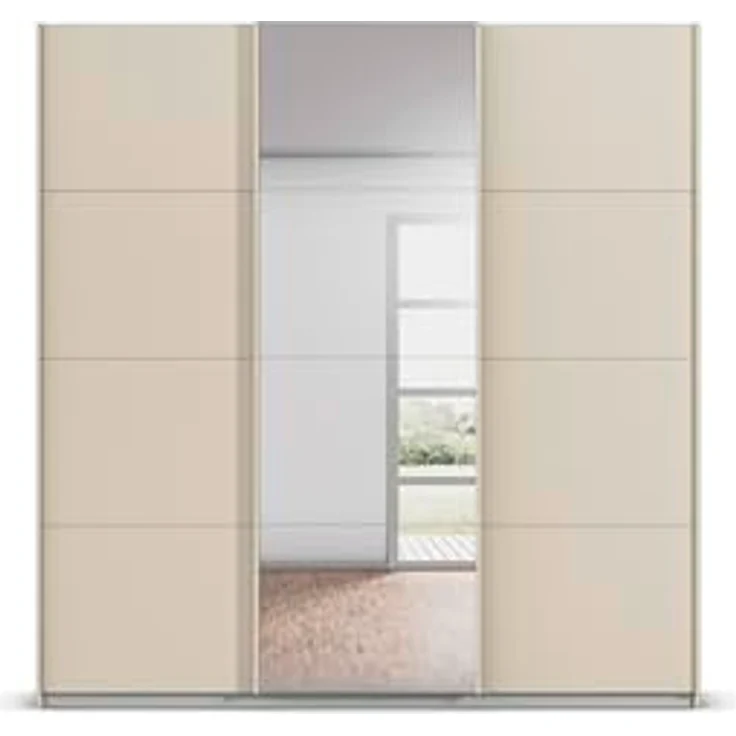 Rauch Möbel Kulmbach, Kleiderschrank mit Schwebetüren für Schlafzimmer, Kinderzimmer, Jugendzimmer, Garderobe, Flur, 3-türig, mit Spiegel, Zubehör Classic, Farbe Beige, Breite 203 cm – Bild 9