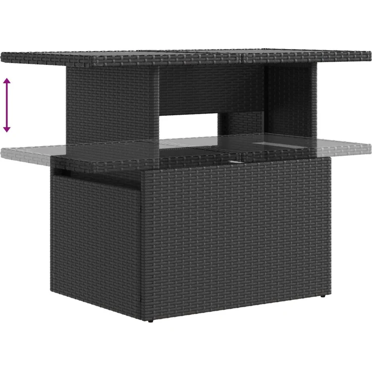 vidaXL Outdoortisch-Set 3 stk. Schwarz 100 x 55 x 73 cm Poly-Rattan 3422400 – Bild 7