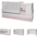 Lorelli Babybett, Jugendbett 3 in 1 Mini Max umbaubar, für 2 Kinder gleichzeitig pink