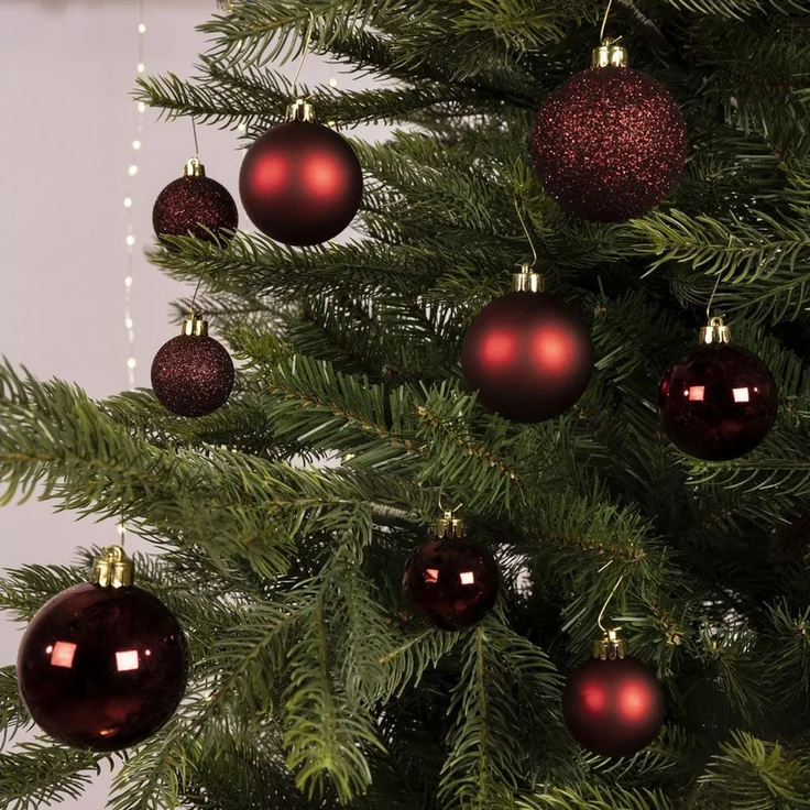 Kaemingk Weihnachtsbaumkugel, Weihnachtskugeln Kunststoff Mix 4-6cm 30er Set - Ochsenblut – Bild 2