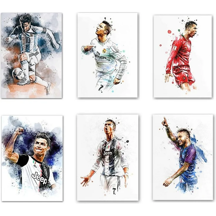 JUSTGOODMOOD Poster Fußballspieler Tor Jubel Lionel Messi und Christiano Ronaldo als Deko, D (1 St) – Bild 1