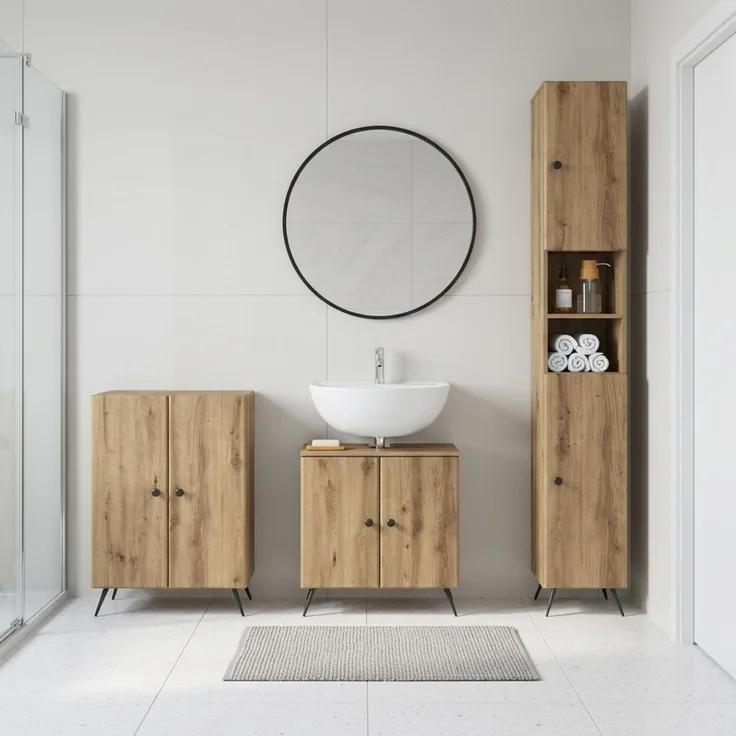 vidaXL 3-teiliges Badezimmer-Schranksystem BREDA Artisan-Eiche 3417485