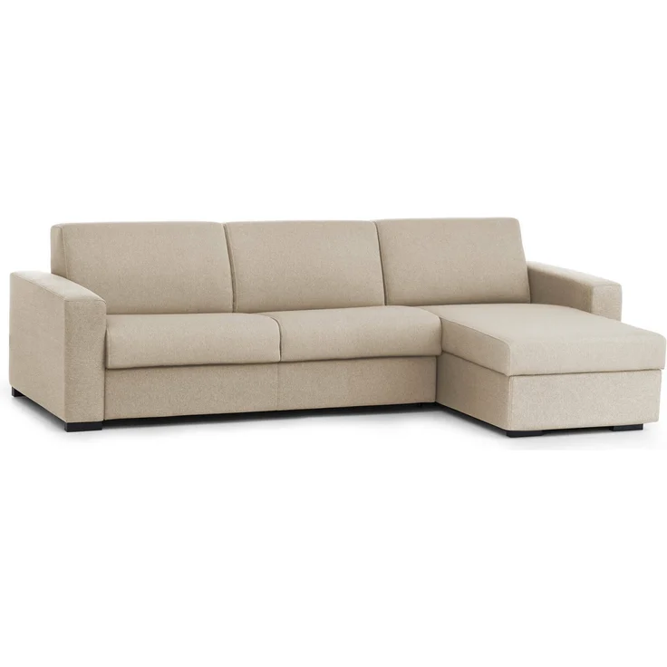 Dmora Sofa mit Halbinsel Azechiele, Ecksofa, umkehrbare Aufbewahrungshalbinsel, schmale Armlehnen, 100 % Made in Italy, 260 x 95 x 90 cm, Beige – Bild 1