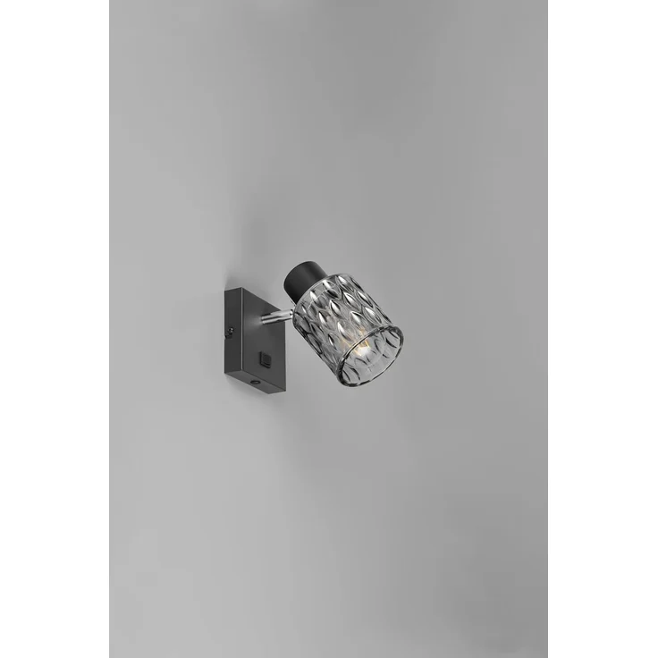 Wandstrahler JACK mit Schalter und Rauchglas Lampenschirm, Höhe 16cm – Bild 6