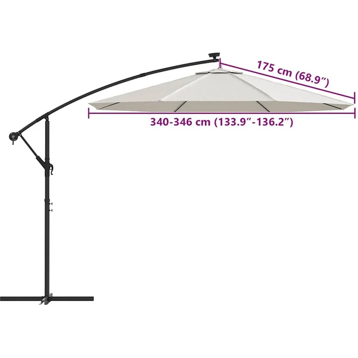 vidaXL Ersatzbezug für Ampelschirm Sandweiß 350 cm 313813 – Bild 7