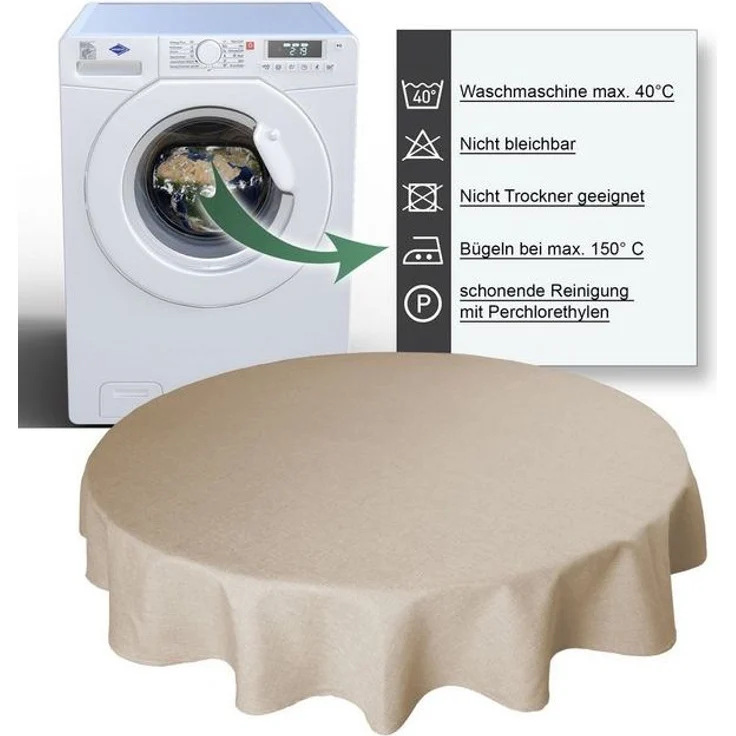 Haus und Deko Tischdecke Tischdecke rund Leinenoptik Lotuseffekt Tischwäsche Wasserabweisend (1-tlg) – Bild 4