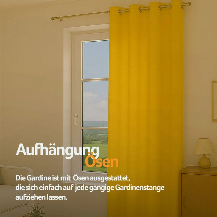 Bestlivings Blickdichte, Gardine mit Ösen, in vielen Größen und Farben Gelb 140x245 cm – Bild 6