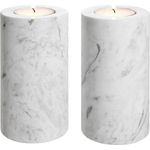 Casa Padrino Luxus Marmor Teelichthalter Set Weiß Ø 10 x H. 18 cm - Luxus Qualität