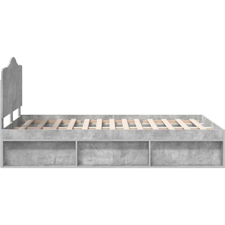 vidaXL Bettrahmen Beton Grau 135 x 190 cm Massives Kiefernholz 3413320 – Bild 7