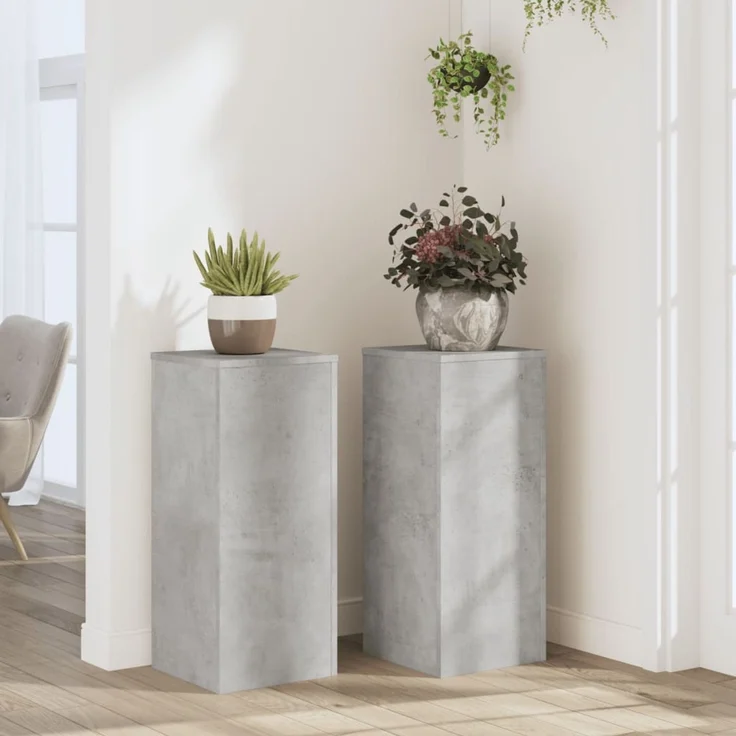 vidaXL Pflanzenständer 2 Stk. Betongrau 30x30x70 cm Holzwerkstoff 852927 – Bild 1