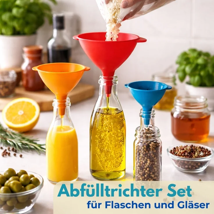 Trichter für die Küche Trichter klein Einfülltrichter 4er Set Trichterset Kunststoff Abfülltrichter Fülltrichter Küchentrichter Einfüllhilfe – Bild 6