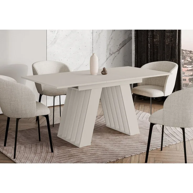 Home Collective Esstisch ausziehbar Tisch Küchentisch Esszimmertisch Ausziehtisch (Esszimmer Küche Wohnzimmer Esstisch erweiterbar), modernes Design mit A-Linien-Gestell, 120-160 x 80 cm Kaschmir