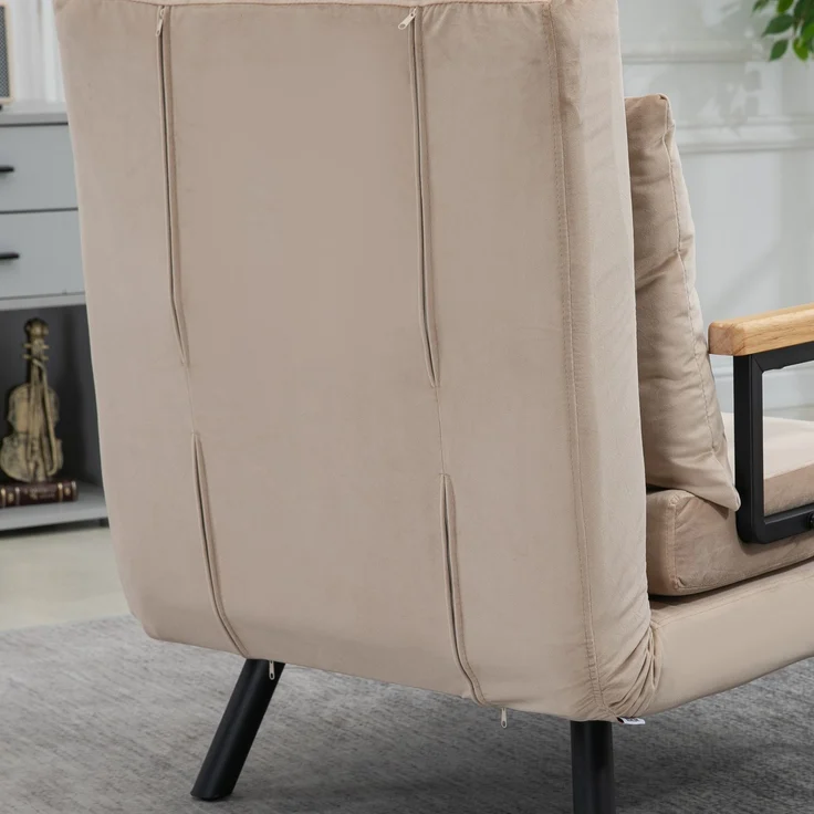 Relaxsessel im Skandidesign, Liegesessel, Lesesessel. Tinte. Kissen mit Knopfhefung, Schwarz + Natur--Beige--63x73x81cm--YOUDENOVA – Bild 10