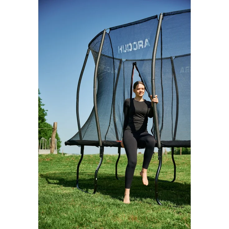 Hudora '4square' Trampolin mit Sicherheitsnetz, Stahl schwarz, 288 x 410 x 272 cm – Bild 6