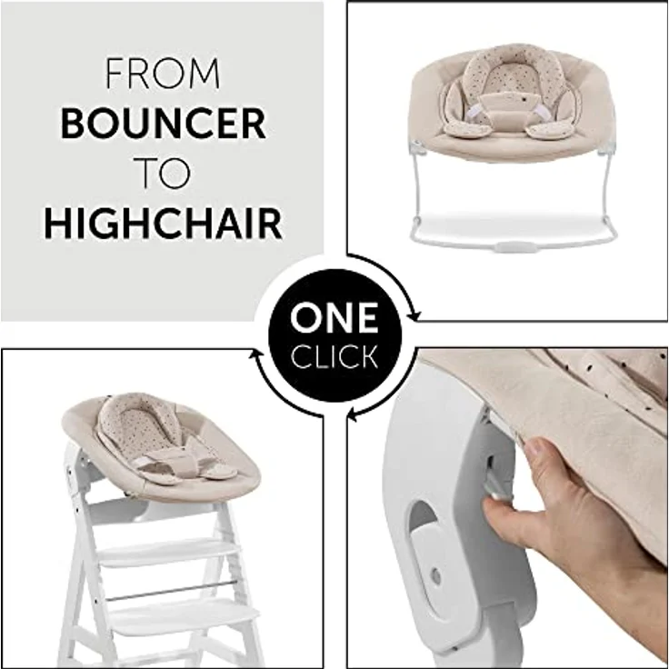Hauck Babywippe Alpha Bouncer 2in1 kompatibel mit Hauck Hochstuhl Alpha+ und Beta+, Baby Wippe für Neugeborene ab Geburt bis 13 kg, mit Sitzverkleinerer, Shaukelfunktion, Winnie the Pooh Beige – Bild 9
