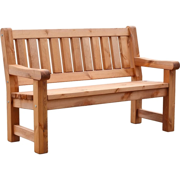 Gartenbank ALLGÄU 124 cm Kiefer natur geölt mit Armlehne 2-sitzig – Bild 4