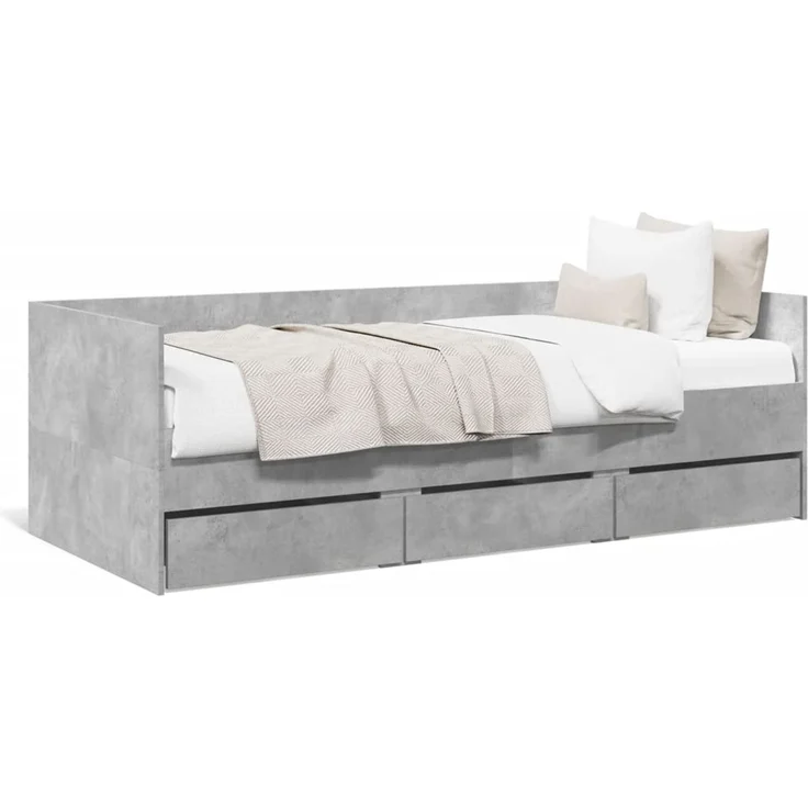 vidaXL Tagesbett mit Schubladen ohne Matratze Betongrau 100x200 cm 3280814 – Bild 2