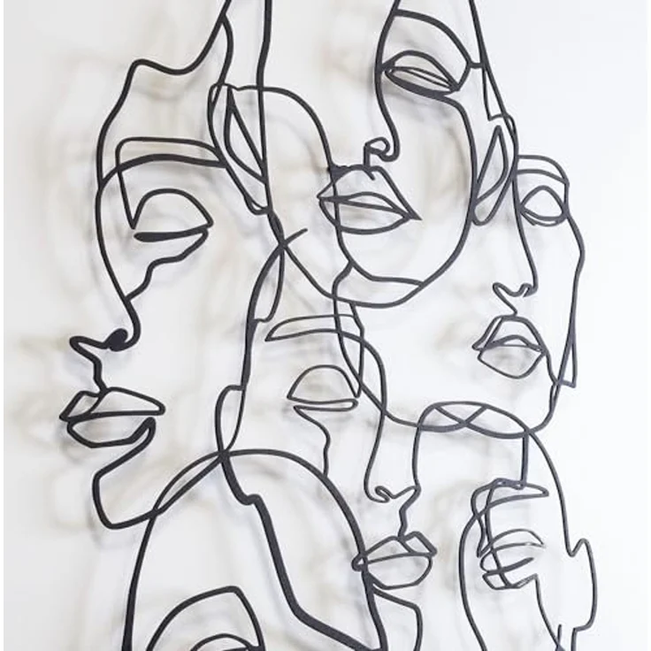 Wallity 'Faces Line Art- APT743 M' Dekoratives Wandaccessoire aus Metall, Schwarz, 79 x 58 cm – Bild 3