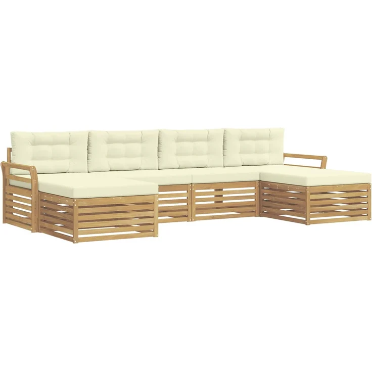 vidaXL Outdoor-Sofagarnitur 6 stk. 4-Sitzer Weiß und Creme 3390925 – Bild 2