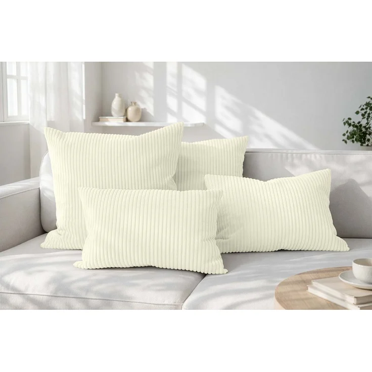Amilian Dekokissen Sofakissen Cord-Optik 4er Set mit Füllung 2x 40x40 + 2x 35x45 cm, mit Füllung, Hotelverschluss, formstabil – Bild 1