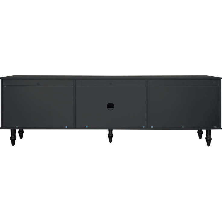 TV-Schrank 175 cm Schwarz mit Rattan-Türen, Push-to-Open Schubladen, mit goldenen Griffen und Stützfüßen – Bild 8