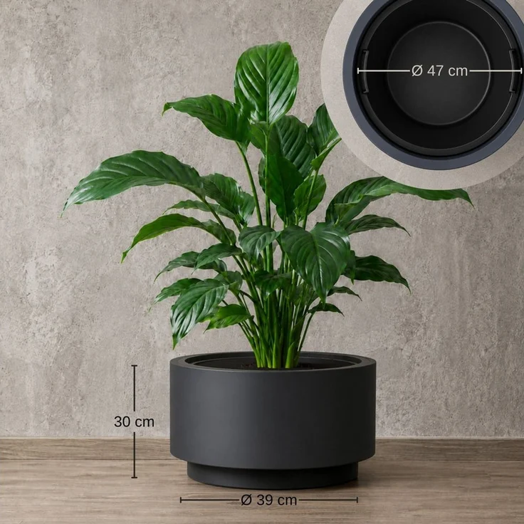 matches21 HOME & HOBBY Blumentopf Großer außen Blumentopf NIVO rund 47 x 30 cm anthrazit (2 St), Moderner Pflanztopf Outdoor Pflanzkübel wetterfest – Bild 2