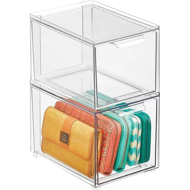 mDesign Stapelbox Aufbewahrung Organizer Ablage 2er-Set Kunststoff Transparent – Bild 9