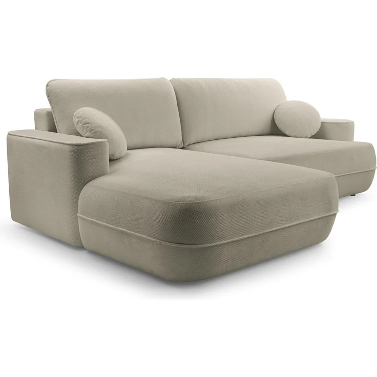 Selsey 'Fuerro' Ecksofa mit Schlaffunktion, Bettkasten, Ottomane links,Strukturstoff wasserabweisend, Hellbraun – Bild 5