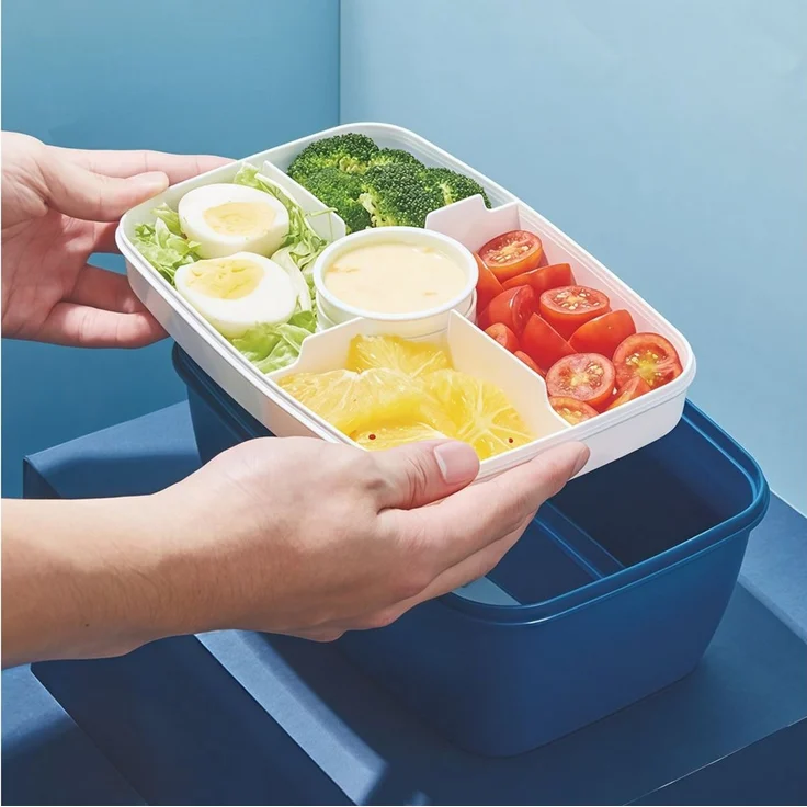 FOUORTUNATE-BEE Lunchbox Lunchbox 2000 ml für Kinder und Erwachsene, auslaufsicher mit Fächern, Ideal für Schule, Picknick oder Salate – praktische Bento-Box – Bild 2