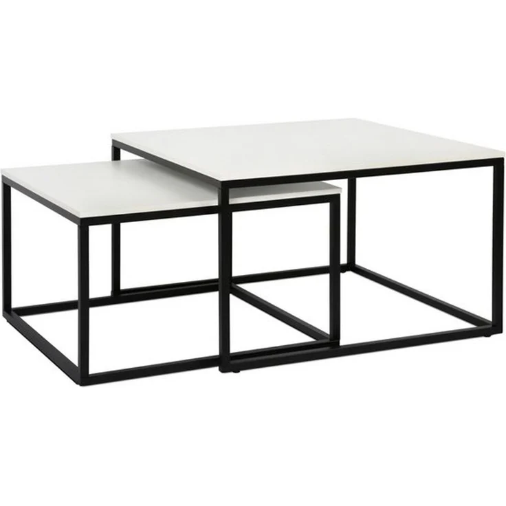 Home Collective Couchtisch 2er Set Beistelltisch Wohnzimmertisch modern rund und quadratisch (ideal als Büro Ablagetisch oder als Wohnzimmer Deko, Kleiner quadratischer Tisch Set 2 in 1), hochwertiges Design mit Metallgestell, stabile Tischplatte, weiß – Bild 4