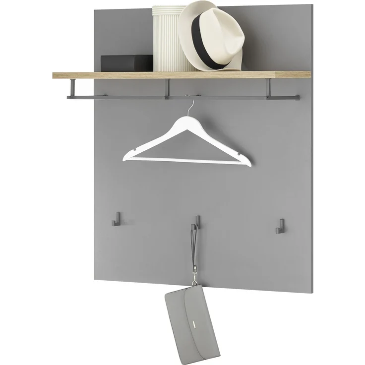 Garderobenpaneel >Melisande< in Grau matt - 85x95x27cm (BxHxT) – Bild 3