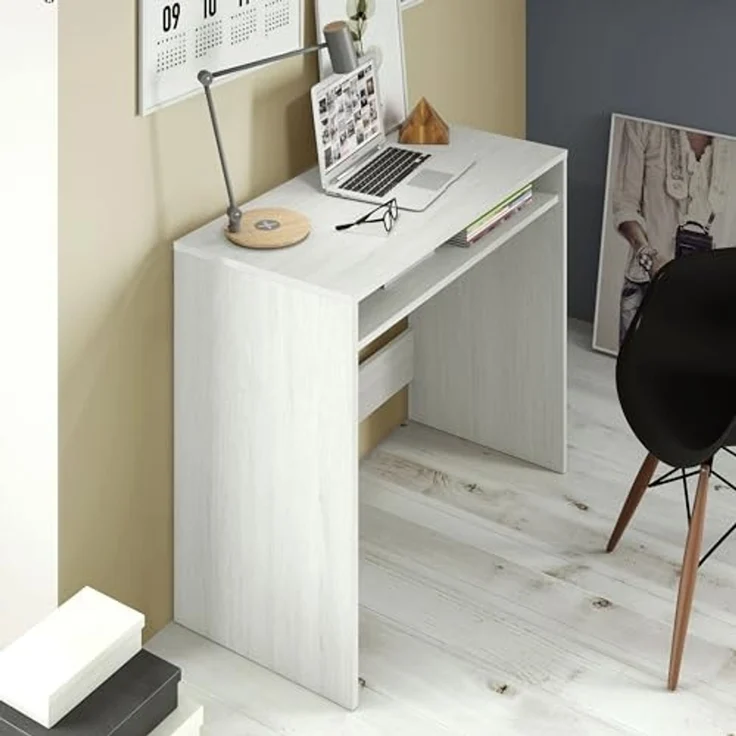 Habitdesign, Schreibtisch in Alpenweiß – kompakter Computertisch/Jugendtisch, für kleine Räume, Studium oder Kinderzimmer, Maße: 79 x 79 x 43 cm (B x H x T), Modell Star New – Bild 7