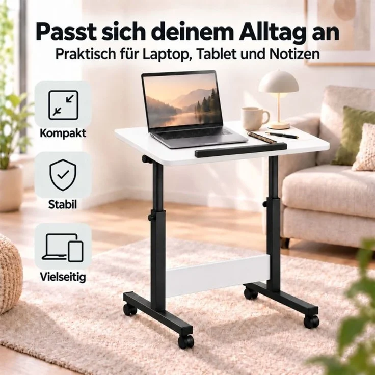Relaxdays Laptoptisch höhenverstellbar mit Rollen – Bild 3