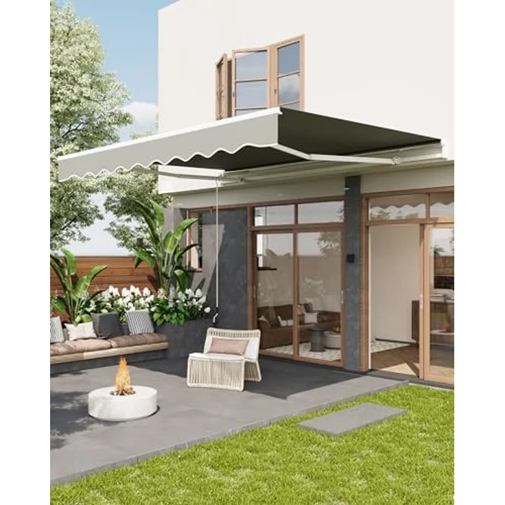 GarveeHome Gelenkarmmarkise 300x250 cm, UV50+ & wasserabweisend, mit Kurbel & Wandhalterung Länge + Winkel einstellbar, Markise für Terrasse & Balkon, Sonnenschutz Balkonmarkise Gelenkmarkise – Bild 3