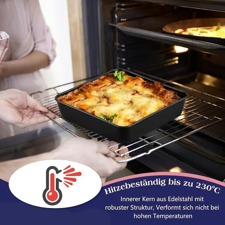 Joyfair Quadratische Kuchenform 2er Set Edelstahl Antihaft 21x21x5 cm Brownie – Bild 6