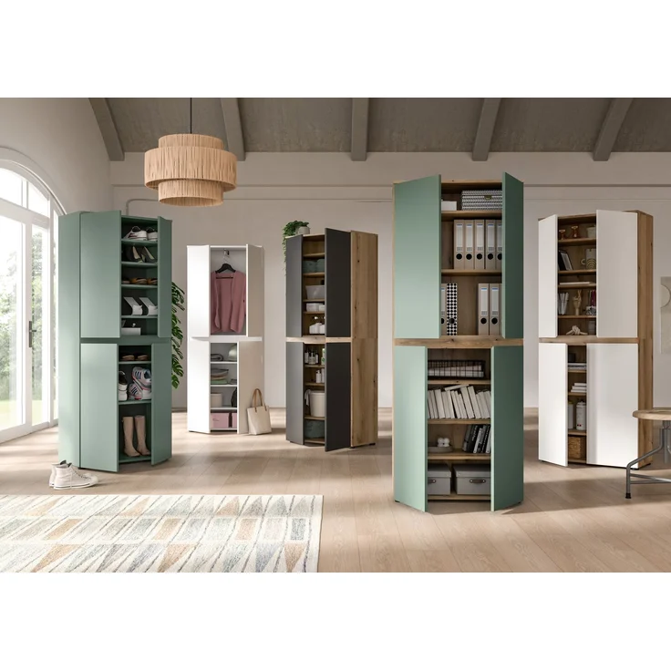 Universalschrank (B/H/T: 190x175x37 cm) in Evoke Oak Nachbildung und weiß – Bild 7