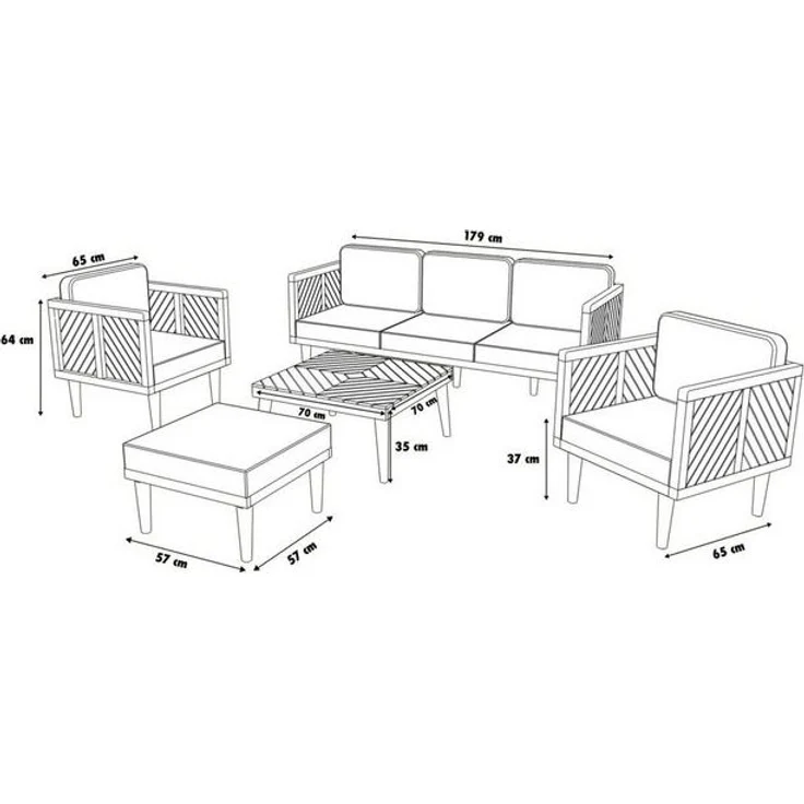 Primaster Gartenmöbel-Set Minori Lounge Set Sitzgruppe Akazienholz Bank Tisch – Bild 4