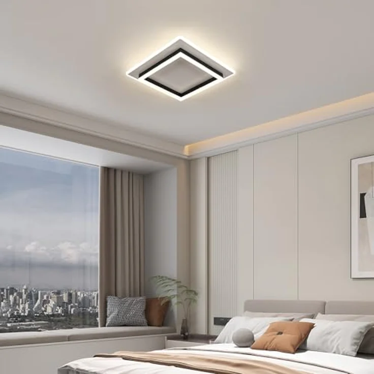 Goeco LED Deckenleuchte Dimmbar 40x40 CM 41W Quadratisch Deckenlampe Schwarz 3000K-6500K LED Lampen Deckenbeleuchtung aus Acryl für Schlafzimmer, Wohnzimmer – Bild 7