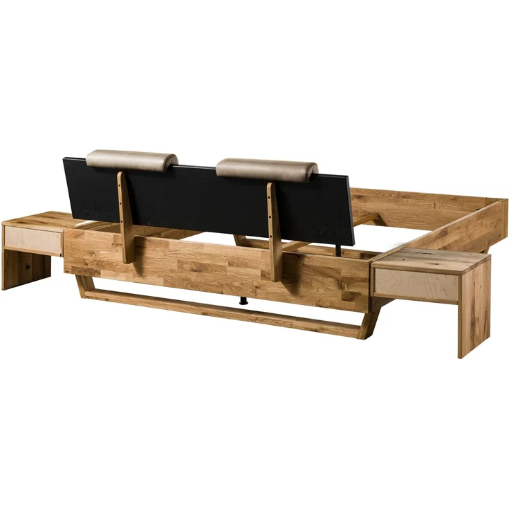 Bett inkl. Nachttische und Kopfteilkissen taupe Wildeiche 160x200x86 natur geölt/lackiert KITZBÜHEL #169 – Bild 10