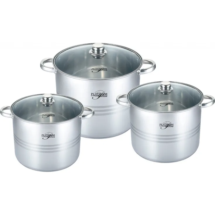 Kochtopf Topfset mit Glasdeckel Induktion Platinum Edelstahl 6-tlg. PL-11001