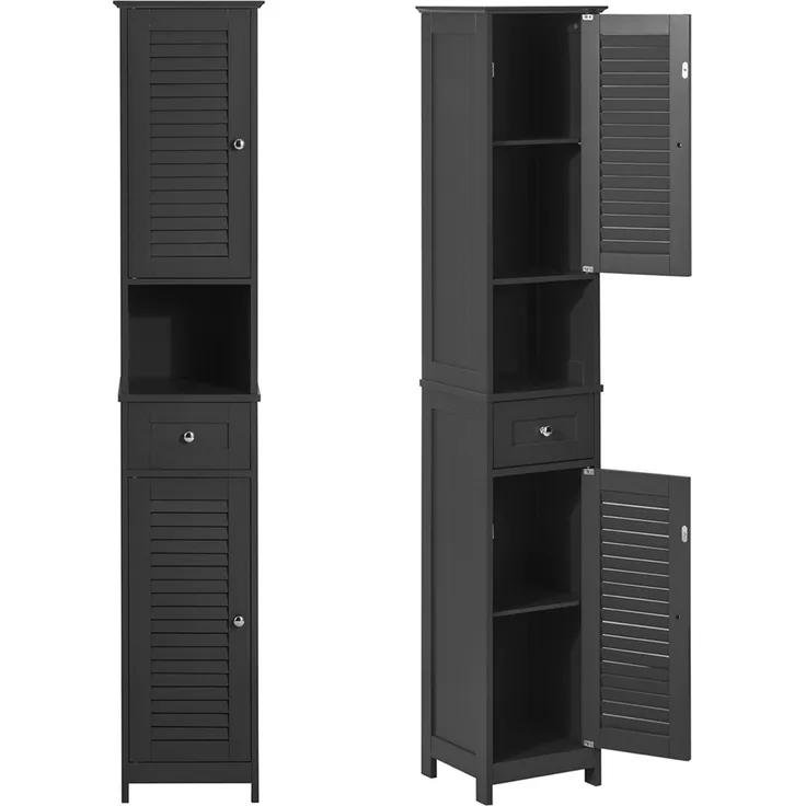 SoBuy FRG236-DG Badezimmer-Hochschrank, MDF, Lackiert, Dunkelgrau, 32 x 170 x 29 cm