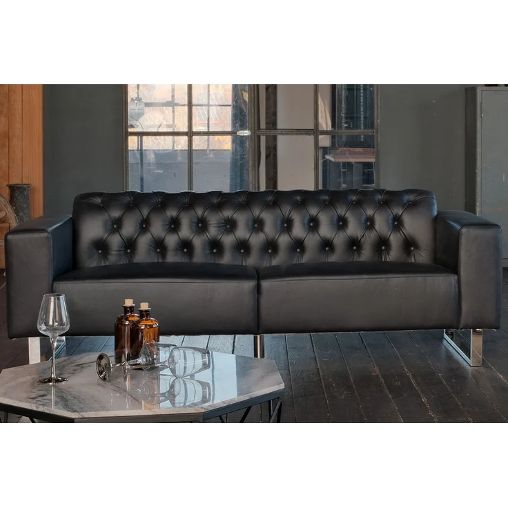 KAWOLA Sofa NILO Ledersofa 3-Sitzer Leder schwarz 77 x 86 x 219 cm – Bild 4